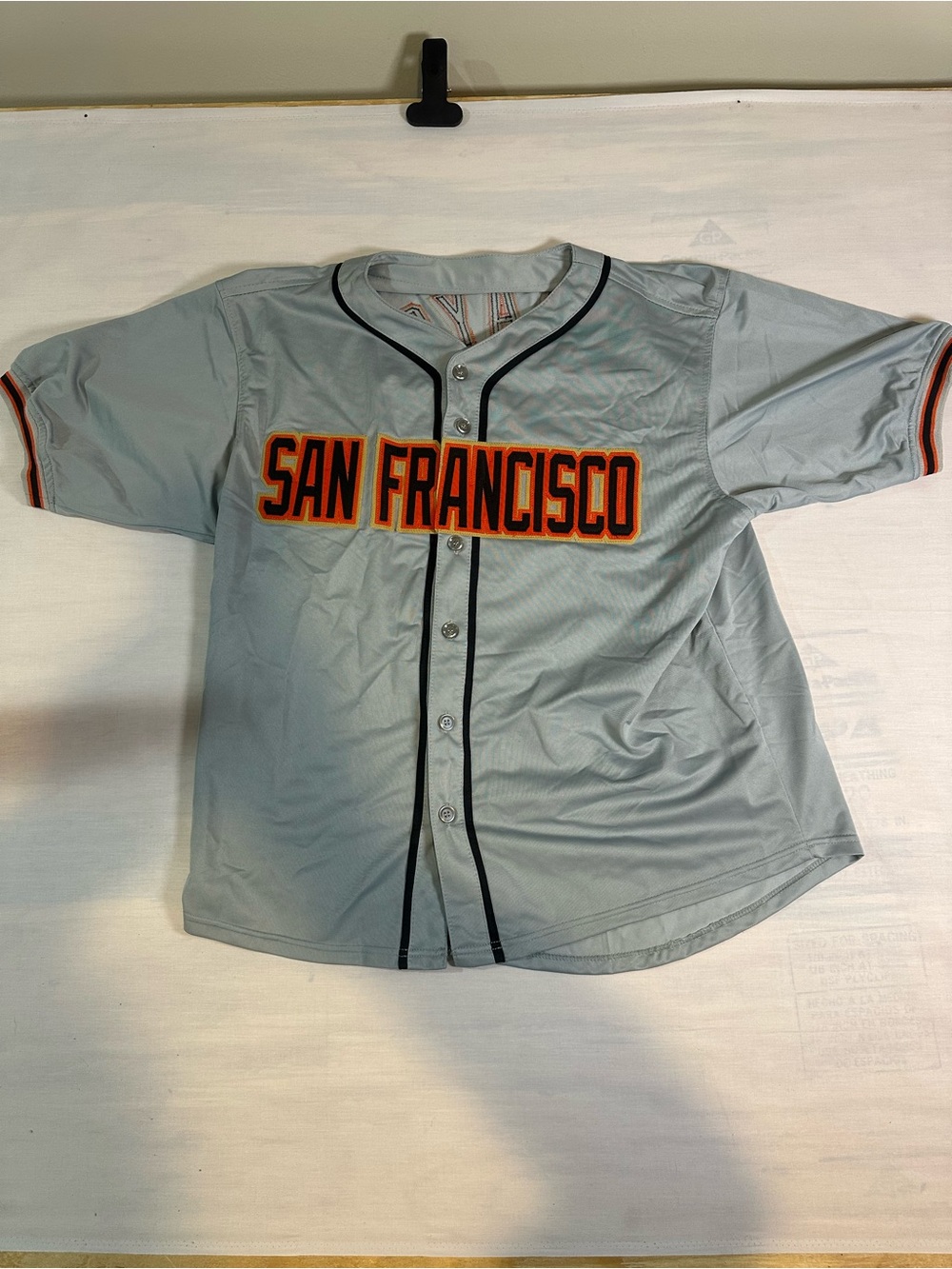 Source Unknown Gray San Francisco Kids Baseball Jersey with Orange & Black Trim